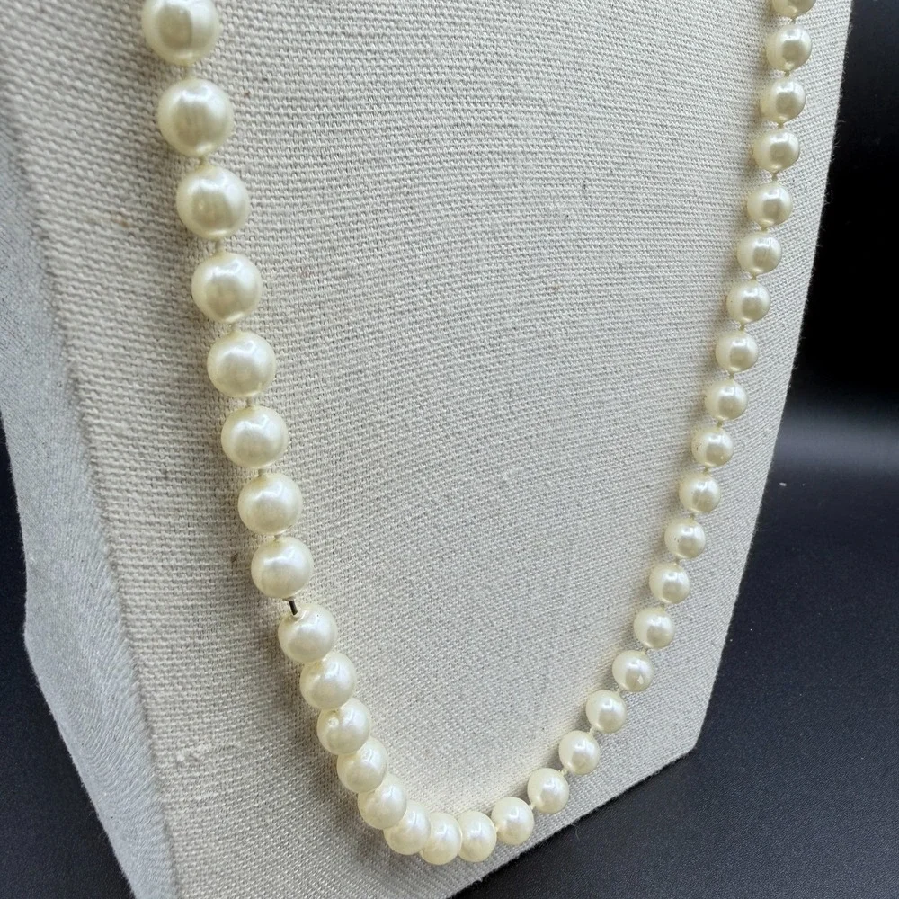 Cream Faux Pearl Beaded Long Necklace Coquette Bridal Layering Statement Gift